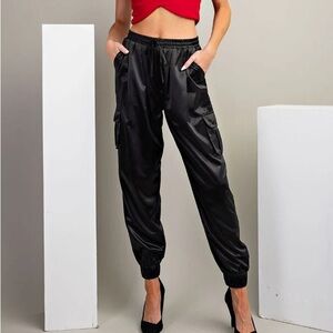 Satin Cargo Joggers